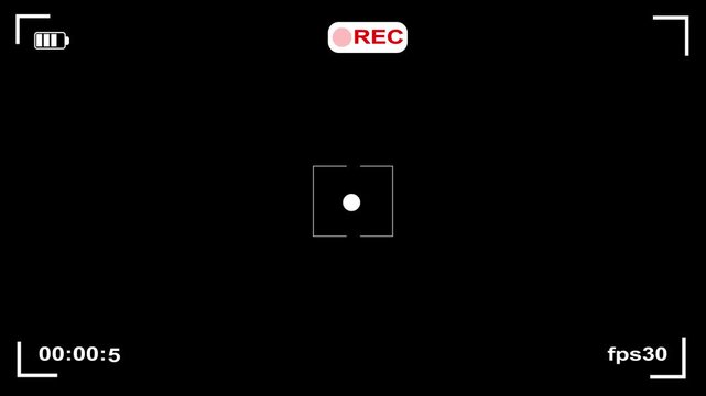 Digital Video recorder display 4k,Smartphone video camera frame interface, Camera recording screen on black transparent screen with alpha channel.