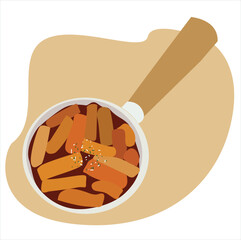 Tteokbokki Korean spicy rice cakes vector illustration
