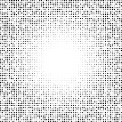 Modern abstract vector background with pixel mosaic squares creating soft gradient light center, perfect for digital design, poster, texture and creative layouts.