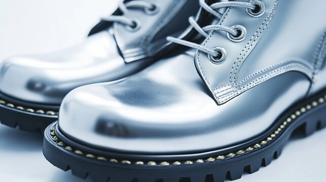 aglet. Extreme close-up of metallic shoe aglet reflecting studio light. lifestyle magazines, social media lookbooks, designed for influencer and brand collaborations, inspires lifestyle.