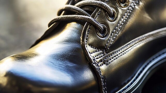 aglet. Extreme close-up of metallic shoe aglet reflecting studio light. lifestyle magazines, social media lookbooks, designed for influencer and brand collaborations, inspires lifestyle.