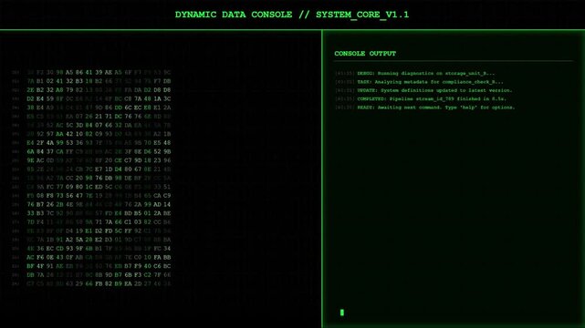 Green Digital Web Design Template with Technology Network and Data Lines.