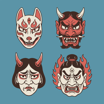 Kitsune & Oni Emotional Face Set