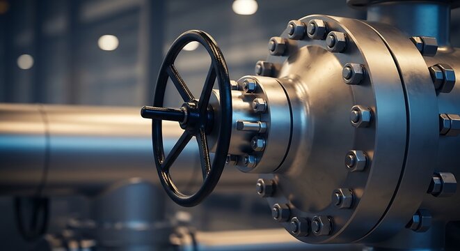 Energy Infrastructure Concept Featuring Oil Pipeline Valves and Industrial Piping System