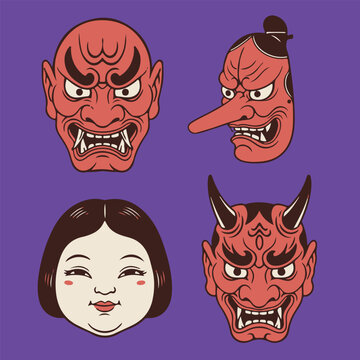 Oni, Tengu & Okame Face Set
