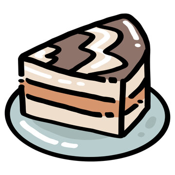 Chocolate Cream Cake Slice Illustration