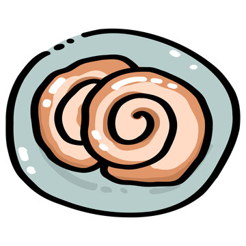 Cinnamon Roll Dessert on Plate Illustration