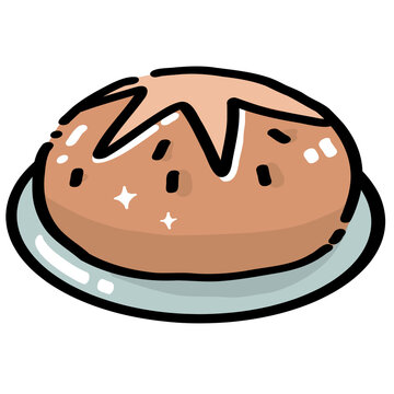 Sourdough Bread on Plate Illustration