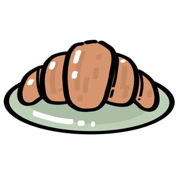 Butter Croissant on Plate Illustration