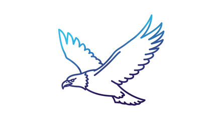 Obraz premium Majestic soaring eagle outline illustration in dynamic flight representing freedom and power