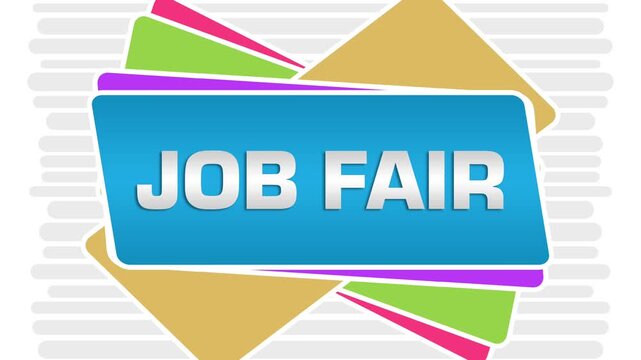 Job Fair Blue Colorful Rounded Rectangles Rotating Text 