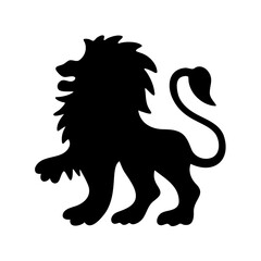 Obraz premium Silhouette of a lion and a snake facing each other Vector, illustration