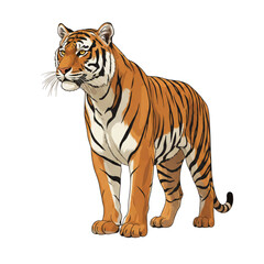 Obraz premium Female Royal Bengal tiger standing realistic wildlife animal vector illustration isolated on white background