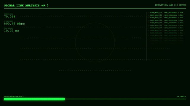 Green Digital Web Design Template with Technology Network and Data Lines.