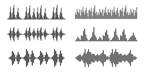 Audio Waveform Visualization Collection &ndash; Sound Frequency, Voice Signal Patterns, Music Waves & Acoustic Signal Graphics