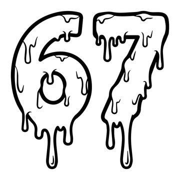 Number 67 With Hands Gesture Vector Illustration	
