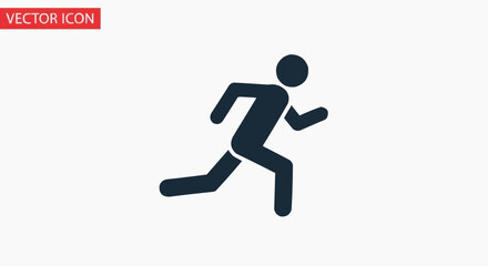 Obraz premium Dark Blue Running Man Vector Icon – Silhouette of Person in Motion Isolated on White
