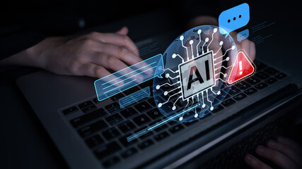AI interface showing prompt error warning and system alert. AI prompt failure can lead to incorrect...