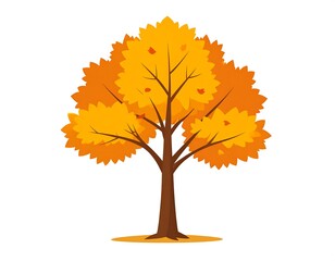 Illustration of a deciduous tree with bright orange autumn foliage