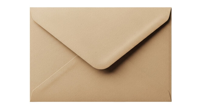 Tan envelope PNG isolated on transparent background, blank stationery for mailing letters and sending invitations