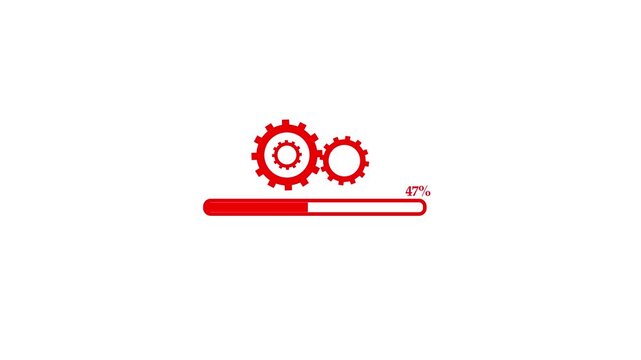 Loading Progress Bar with Rotating Mechanical Gears Animation on transparent Background alpha cannibalization loading. . on white background.with on a 4k video animation.