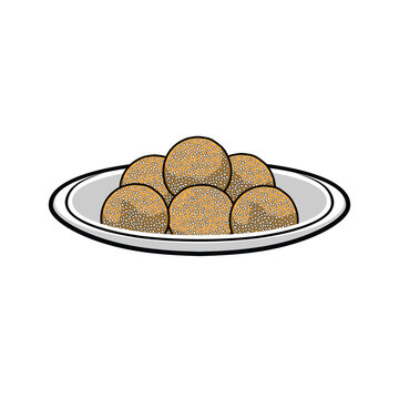 six round onde onde on a plate vector illustration