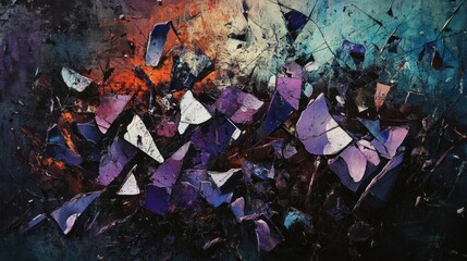 Vibrant abstract shattered glass fragments