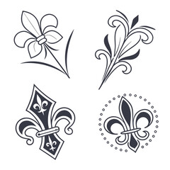 A collection of intricate and elegant fleur de lis designs in various styles Vector © Maisa