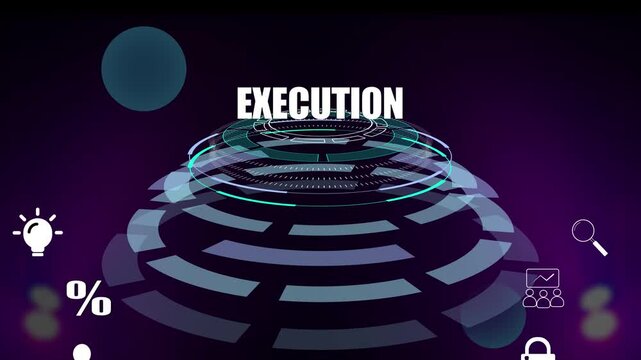 Execution - Strategic Action and Project Implementation. Professional business tool. Modern technology, plan activation, and result concept background.