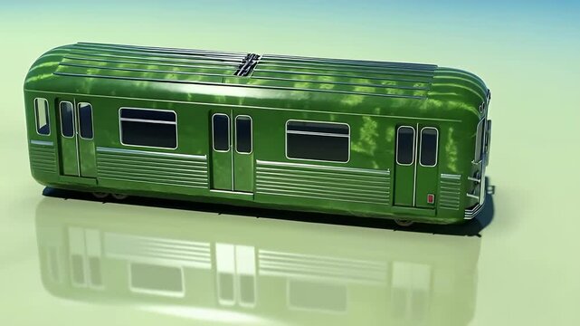 Metro train car covered in watermelon rind texture 3D rendering