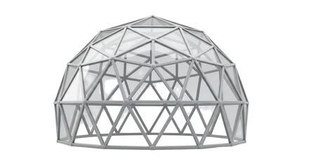 Geodesic dome PNG isolated on transparent background, architectural structure with triangular panels for science and design projects © Jn