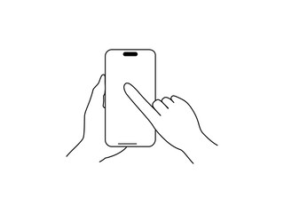 Fototapeta premium 線画 スマホと操作する手1
