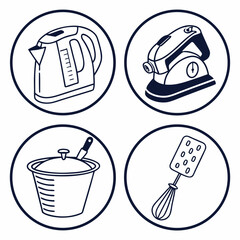 A collection of cleaning tools and equipment for household chores Vector