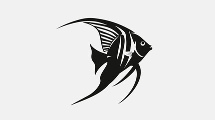 Obraz premium Black and white angel fish illustration on a white background