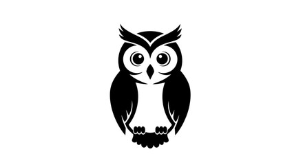 Obraz premium Black and white owl illustration on white background vector design simple art