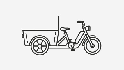 Obraz premium Electric cargo bicycle outline icon for sustainable urban delivery and eco-friendly transport