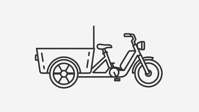 Electric cargo bicycle outline icon for sustainable urban delivery and eco-friendly transport