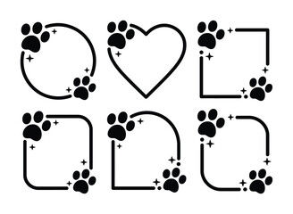 Paw Print Frames and Borders with Sparkle Accents