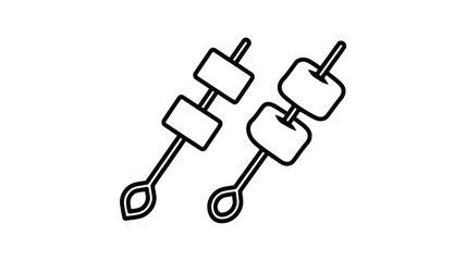 Simple Line Art Icon of Two Marshmallows on Skewers