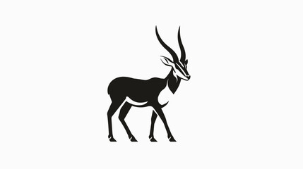 Fototapeta premium Black silhouette of an antelope against white background for graphic design