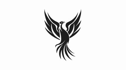 Obraz premium Elegant black phoenix silhouette on white background for diverse applications