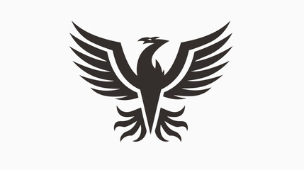 Obraz premium Stylized phoenix illustration soaring with wings outstretched on white background