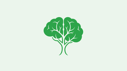Green brain tree logo concept of education growth and creative thinking