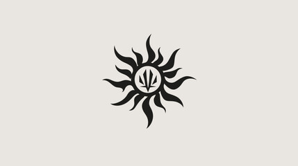Fototapeta premium Abstract sun symbol with trident design on a neutral background