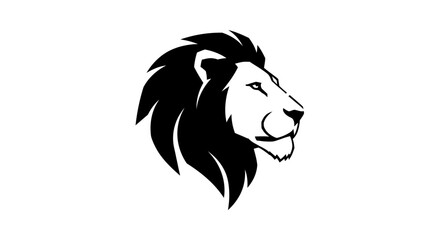 Fototapeta premium Black and white lion head silhouette symbol for business and branding