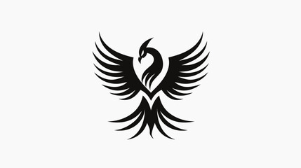 Obraz premium Elegant black and white phoenix icon symbolic design for branding