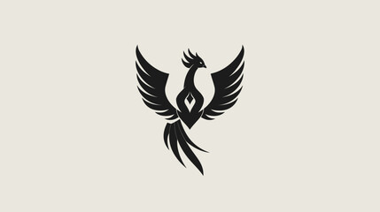 Obraz premium Elegant phoenix bird silhouette emblem against a neutral background