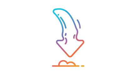 Dynamic gradient arrow symbol indicating digital download or fluid movement down an abstract path