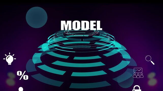 Model - Business Framework and Strategic Representation. Planning architecture tool. Modern technology, structural blueprint, and corporate design concept background.