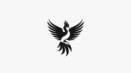 Obraz premium Elegant phoenix symbol in black on white background for diverse applications